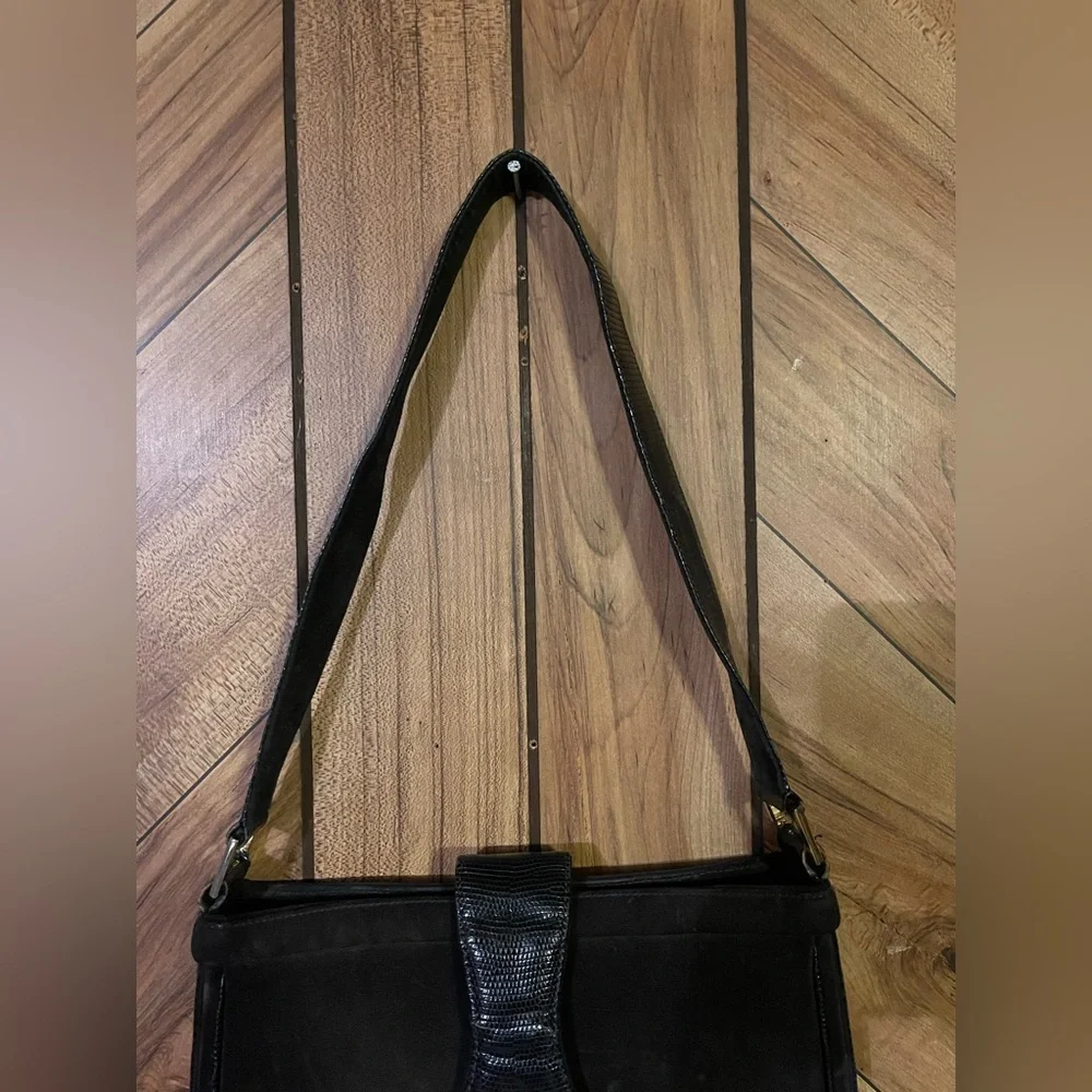 Vintage Gucci Blondie 1970’s Black Suede Leather Shoulder Bag GG Logo - Picture 5 of 15